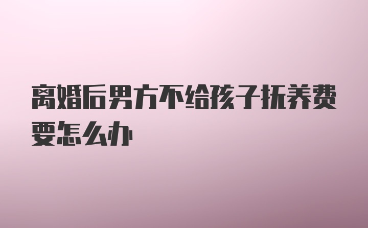 离婚后男方不给孩子抚养费要怎么办
