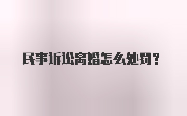 民事诉讼离婚怎么处罚？