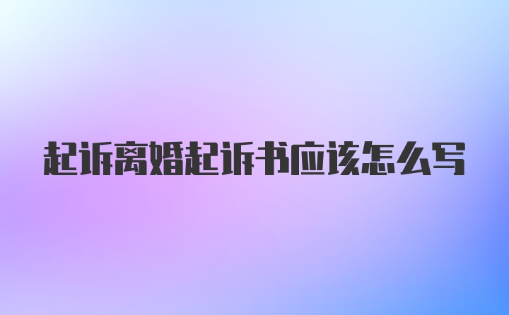 起诉离婚起诉书应该怎么写