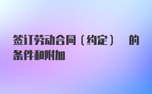 签订劳动合同(约定) 的条件和附加