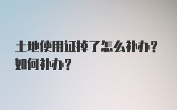 土地使用证掉了怎么补办？如何补办？