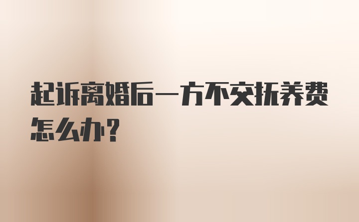 起诉离婚后一方不交抚养费怎么办?