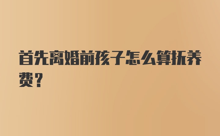 首先离婚前孩子怎么算抚养费?