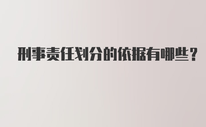 刑事责任划分的依据有哪些?