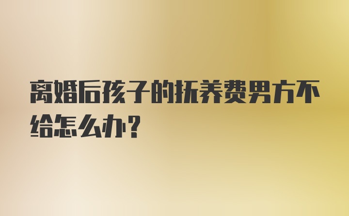 离婚后孩子的抚养费男方不给怎么办？