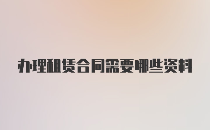 办理租赁合同需要哪些资料