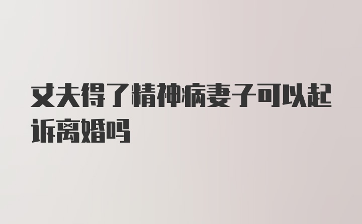 丈夫得了精神病妻子可以起诉离婚吗