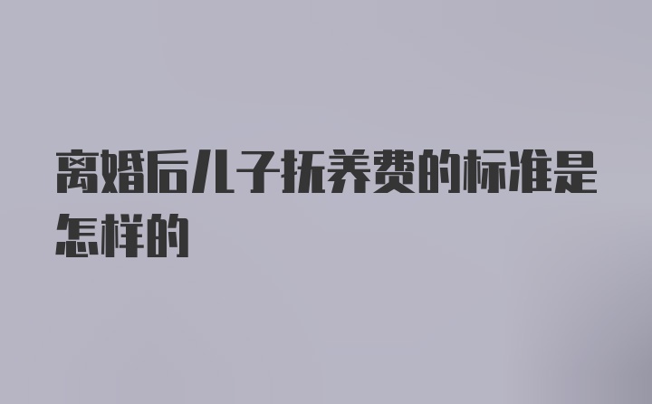 离婚后儿子抚养费的标准是怎样的