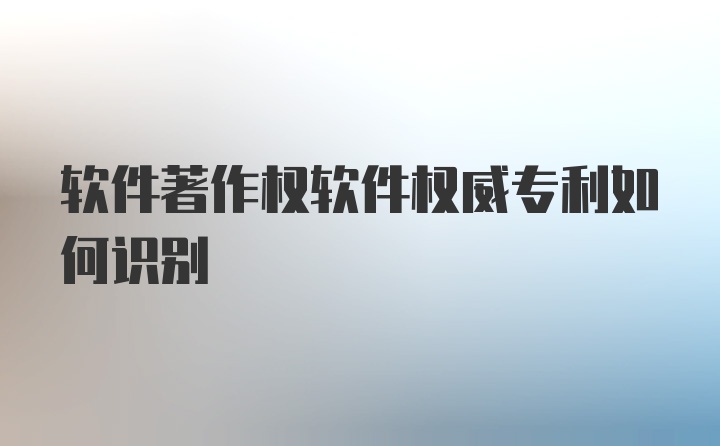 软件著作权软件权威专利如何识别