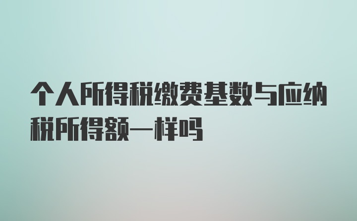 个人所得税缴费基数与应纳税所得额一样吗