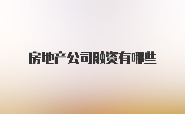 房地产公司融资有哪些