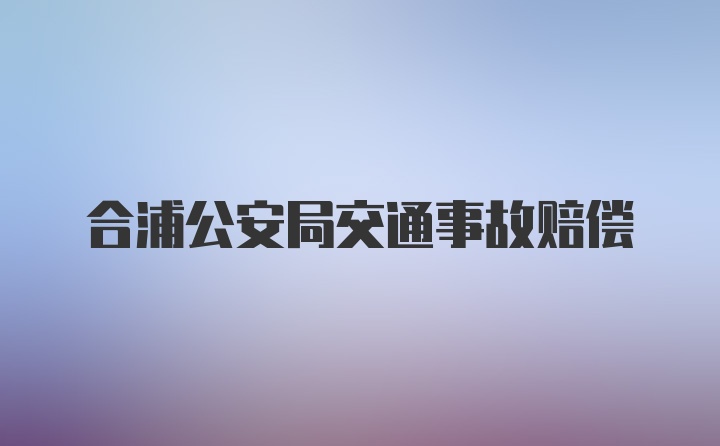 合浦公安局交通事故赔偿