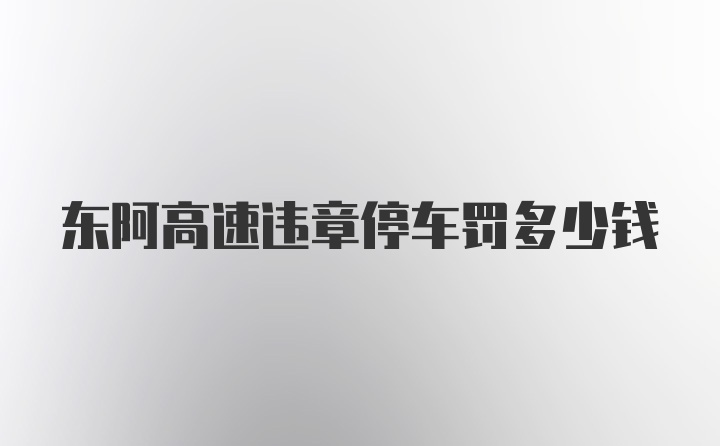 东阿高速违章停车罚多少钱