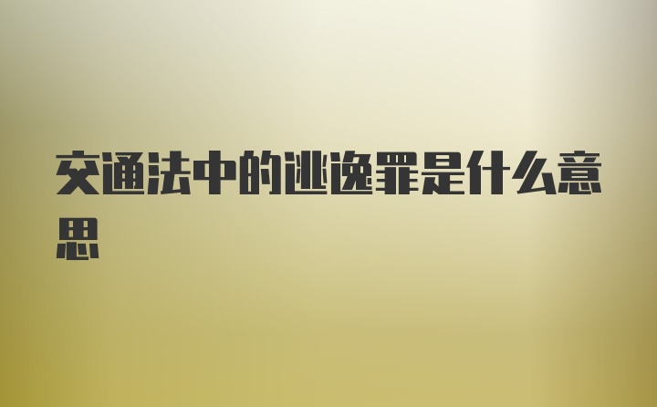 交通法中的逃逸罪是什么意思