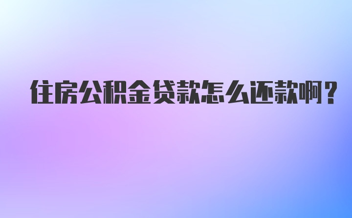 住房公积金贷款怎么还款啊?