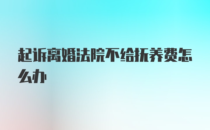 起诉离婚法院不给抚养费怎么办