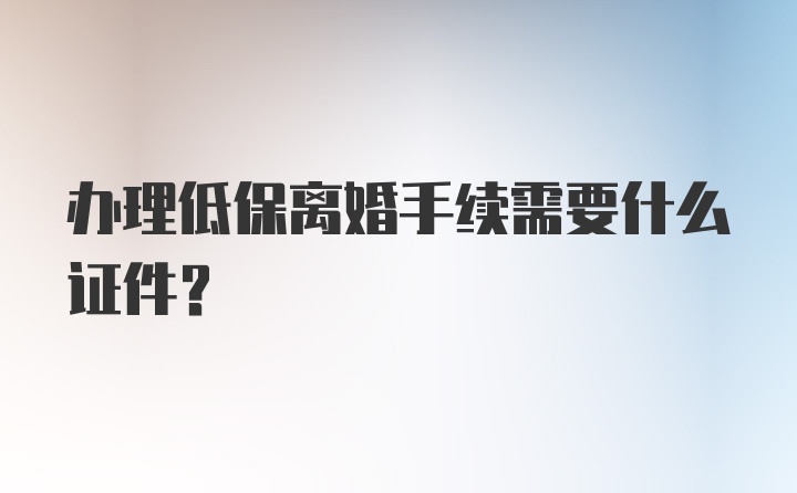 办理低保离婚手续需要什么证件？