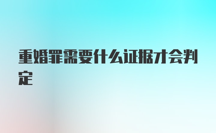 重婚罪需要什么证据才会判定