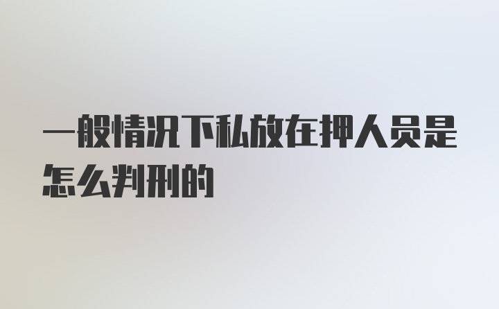 一般情况下私放在押人员是怎么判刑的