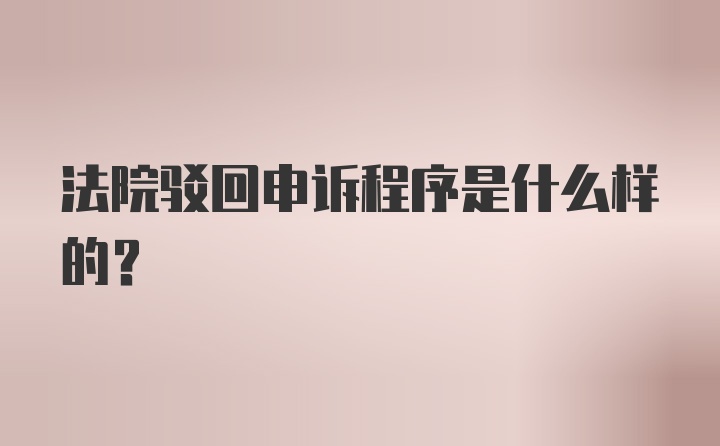 法院驳回申诉程序是什么样的？