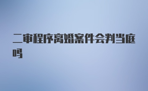 二审程序离婚案件会判当庭吗