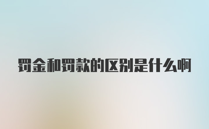 罚金和罚款的区别是什么啊