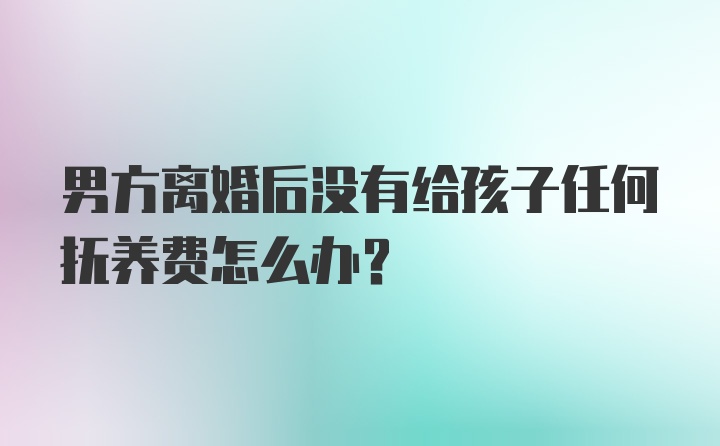 男方离婚后没有给孩子任何抚养费怎么办？