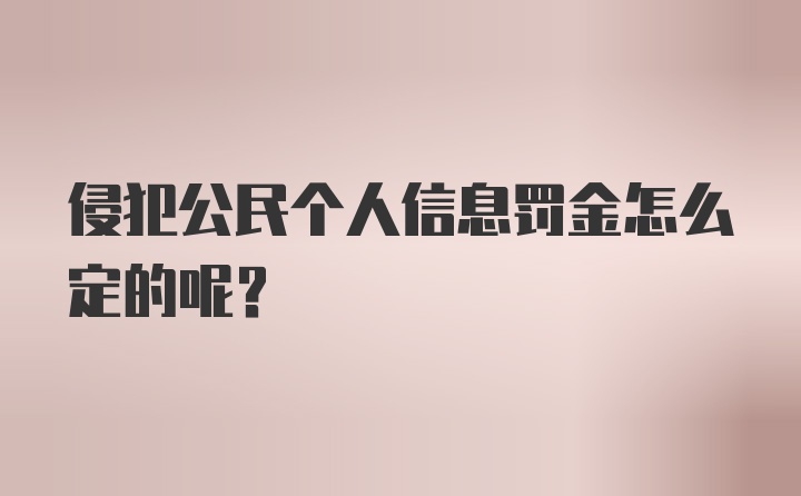 侵犯公民个人信息罚金怎么定的呢？