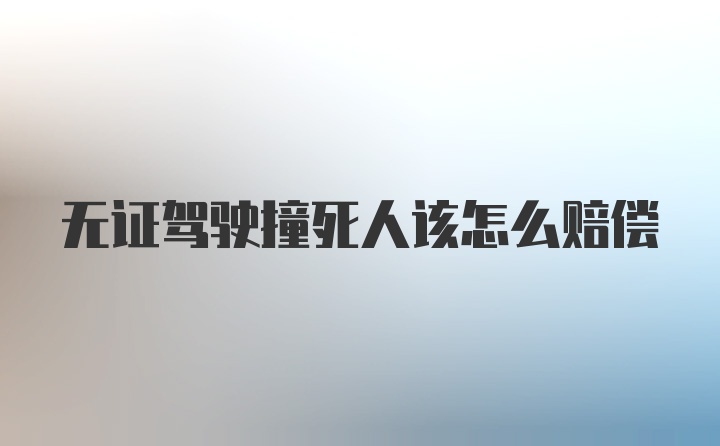 无证驾驶撞死人该怎么赔偿