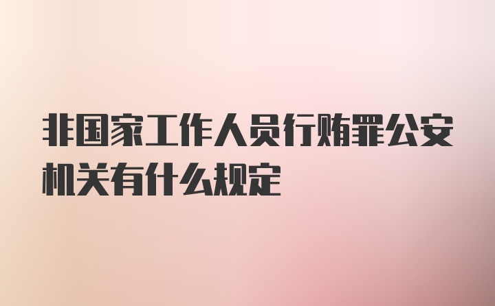 非国家工作人员行贿罪公安机关有什么规定