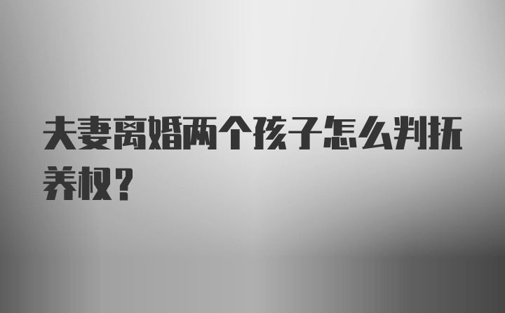 夫妻离婚两个孩子怎么判抚养权？