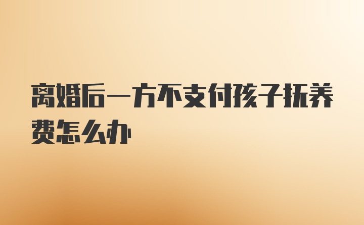 离婚后一方不支付孩子抚养费怎么办