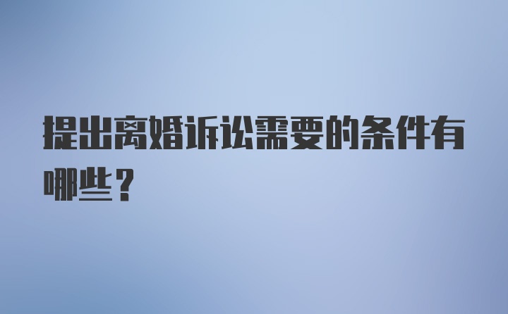 提出离婚诉讼需要的条件有哪些？