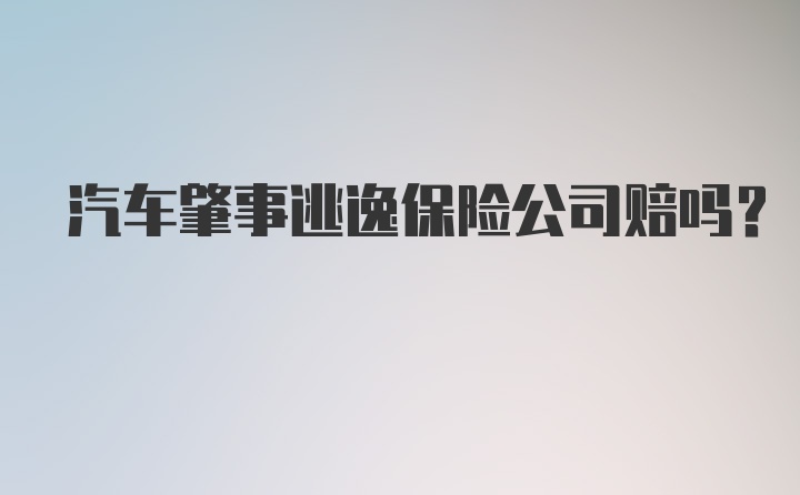 汽车肇事逃逸保险公司赔吗？