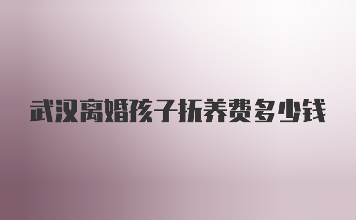 武汉离婚孩子抚养费多少钱