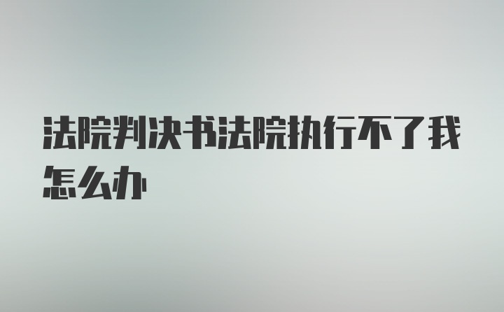 法院判决书法院执行不了我怎么办