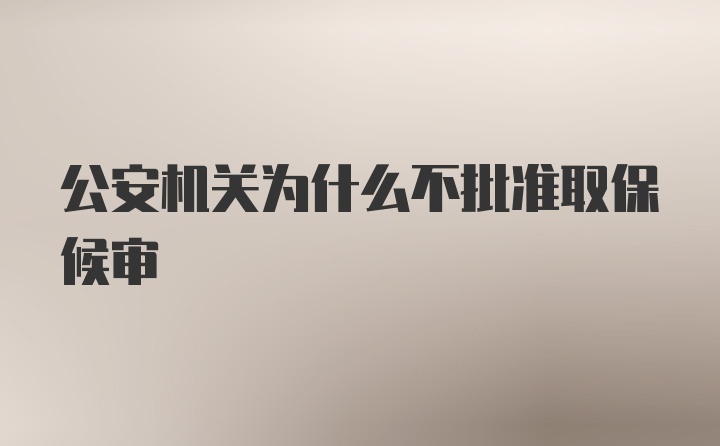 公安机关为什么不批准取保候审