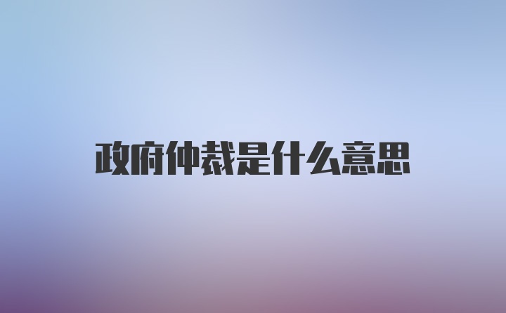 政府仲裁是什么意思