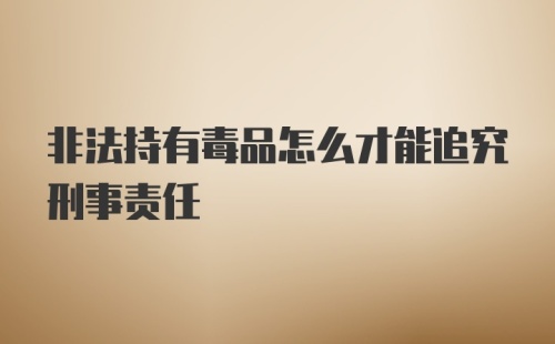 非法持有毒品怎么才能追究刑事责任