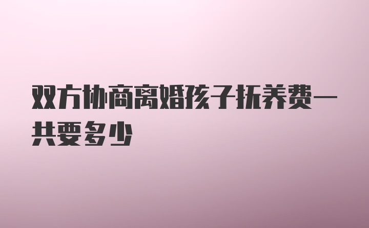 双方协商离婚孩子抚养费一共要多少