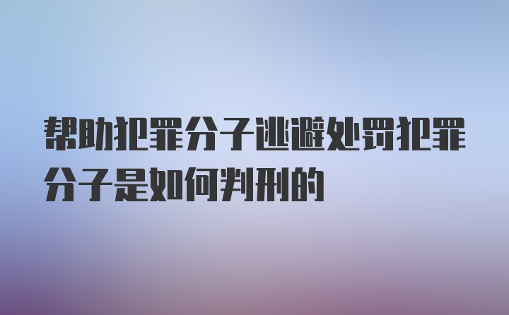 帮助犯罪分子逃避处罚犯罪分子是如何判刑的