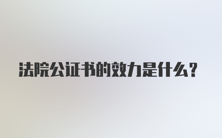 法院公证书的效力是什么？