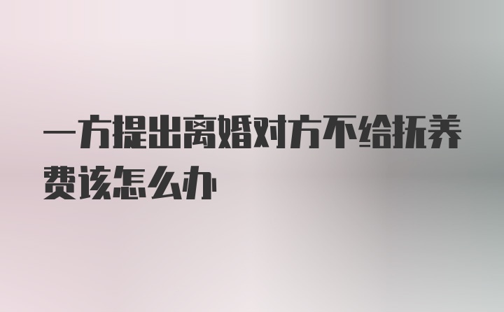 一方提出离婚对方不给抚养费该怎么办