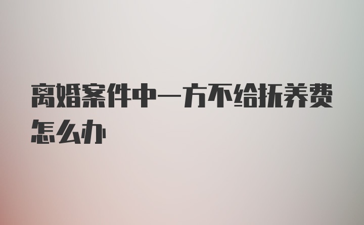 离婚案件中一方不给抚养费怎么办