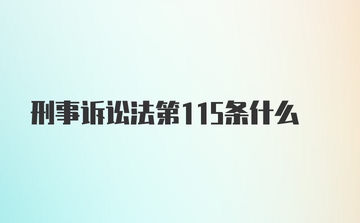 刑事诉讼法第115条什么