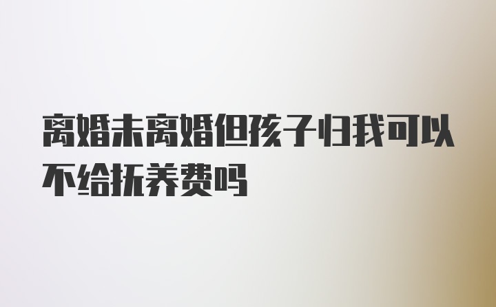 离婚未离婚但孩子归我可以不给抚养费吗