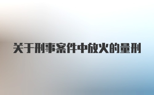 关于刑事案件中放火的量刑