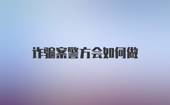 诈骗案警方会如何做