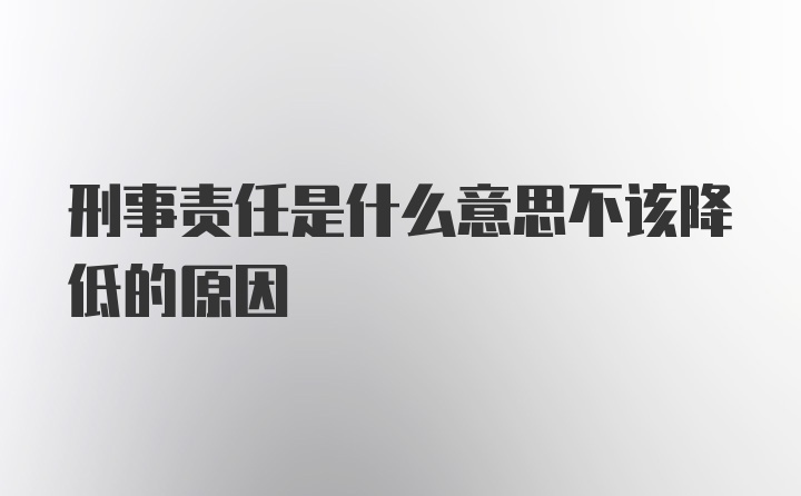 刑事责任是什么意思不该降低的原因