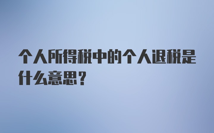 个人所得税中的个人退税是什么意思？